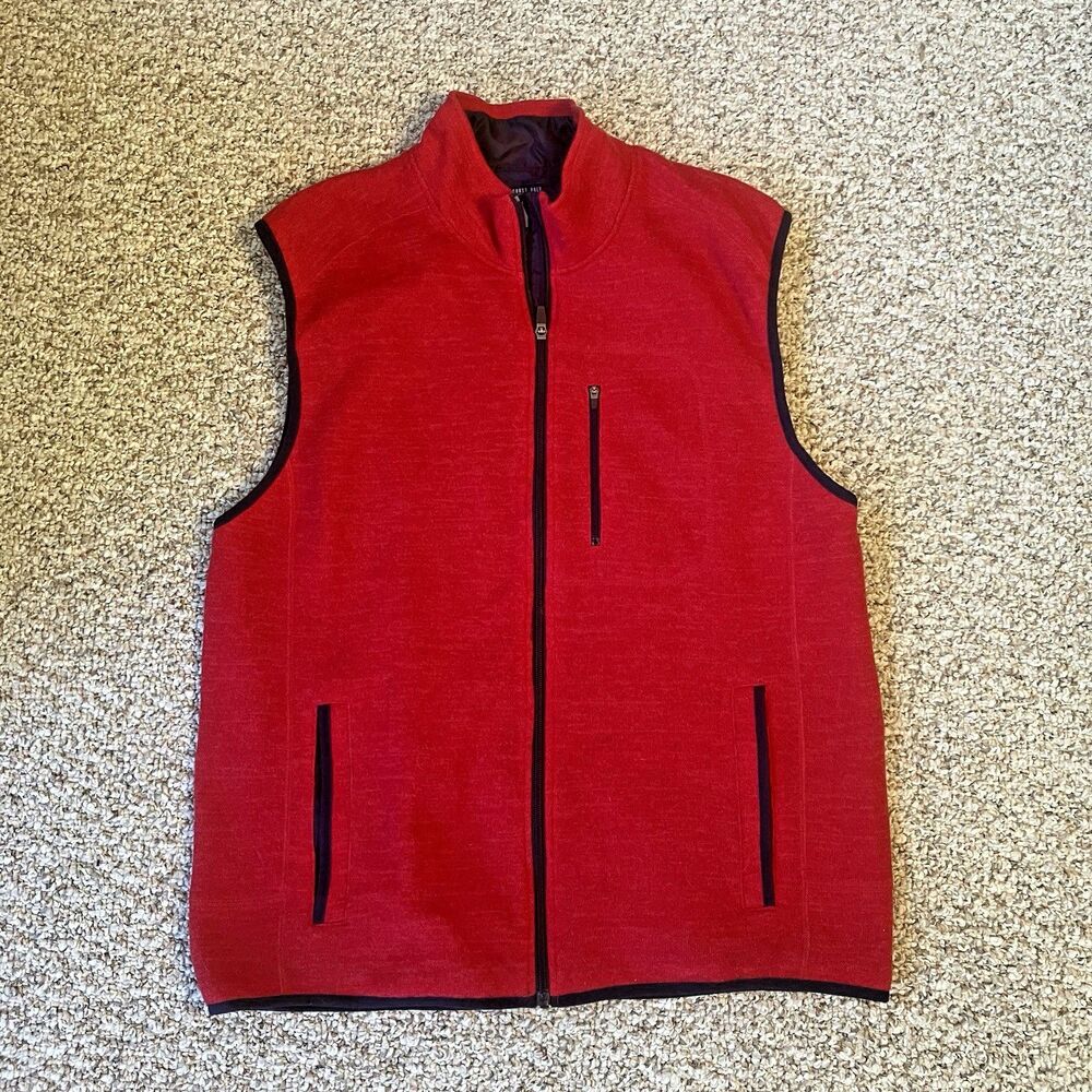 Johnnie-O Vest XL Red Zip Fleece Coastal Preppy Gorpcore Golf Classic Cabincore